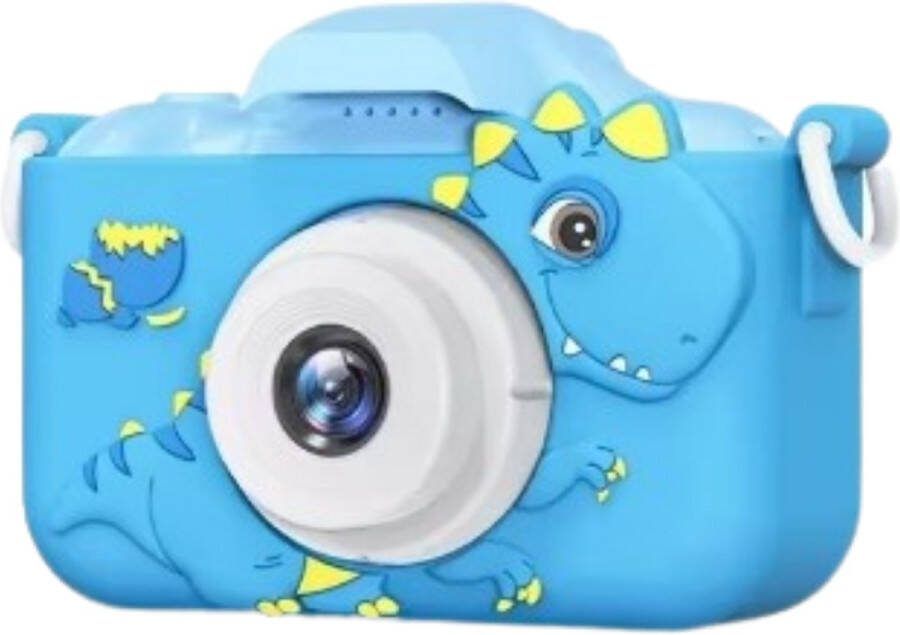 J&S Products™ Kindercamera Camera Voor Kinderen Kinder Fotocamera Speelgoedcamera Eenvoudig Veilig Kindvriendelijk 1080P HD Foto Video Spelletje Blauwe Dinosaurus