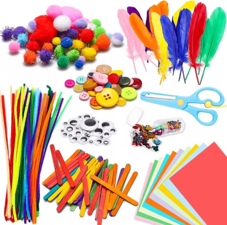 J&S Products™ Knutselpakket Kinderen Knutselset Kids Hobby Materiaal Knutselen Knutselspullen Knutselmateriaal Hobbyset 800 Creatieve Hobby Materialen