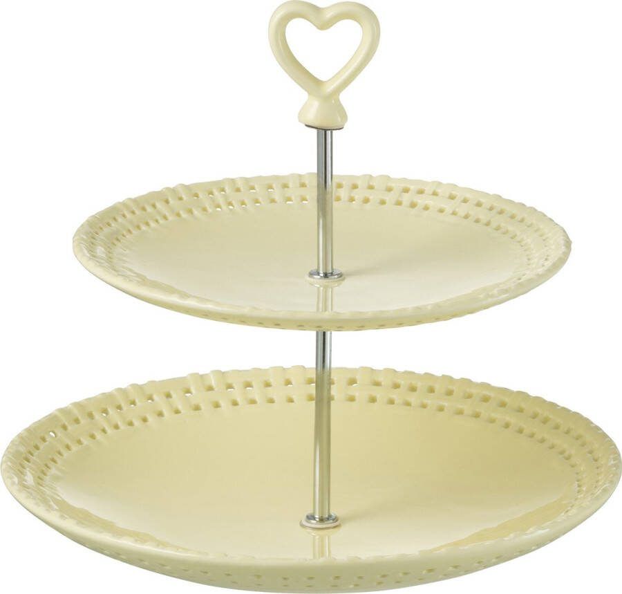 J-Line 2 Lagen bord keramiek geel woonaccessoires