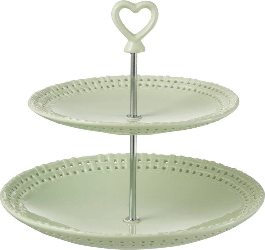 J-Line 2 Lagen bord keramiek groen woonaccessoires