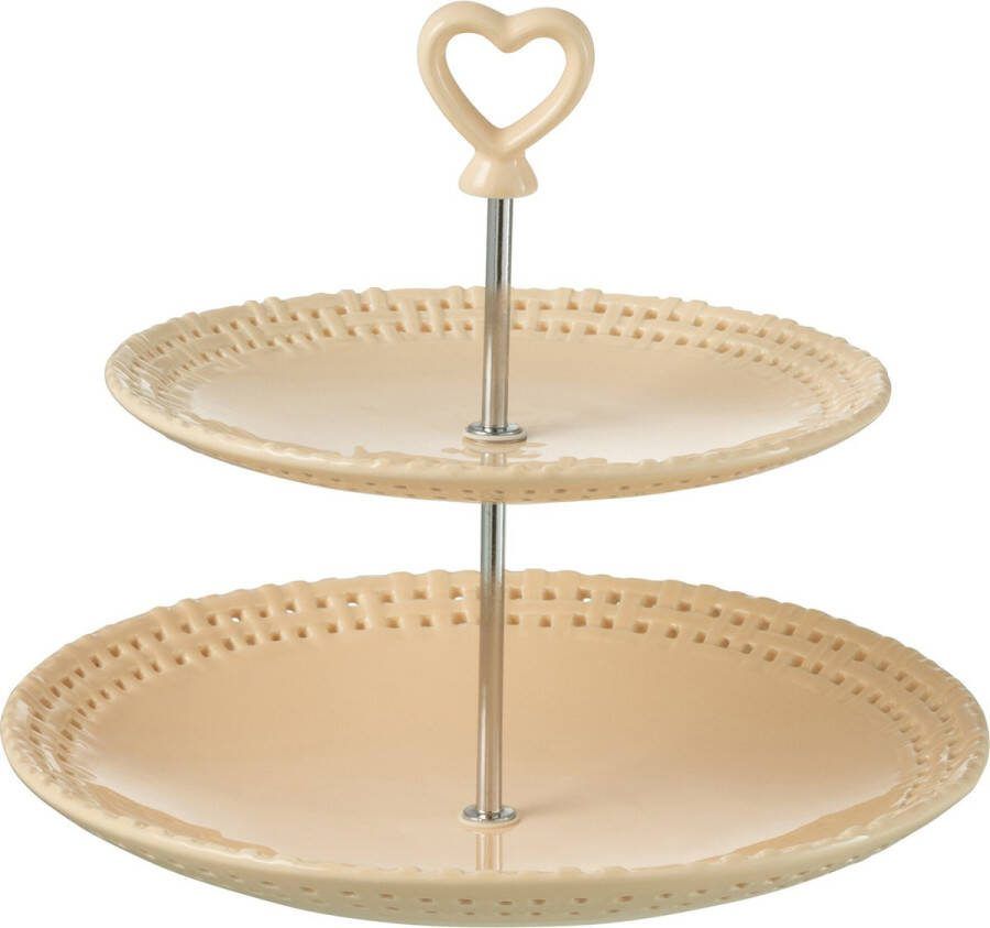 J-Line 2 Lagen bord keramiek perzik woonaccessoires
