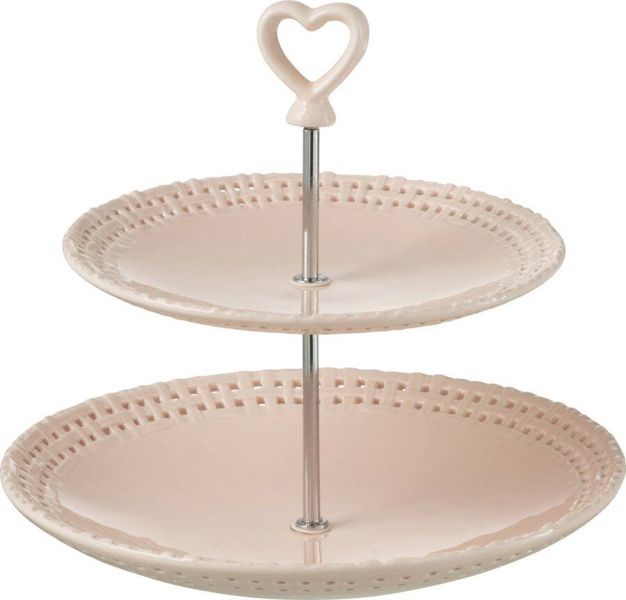 J-Line 2 Lagen bord keramiek roze woonaccessoires