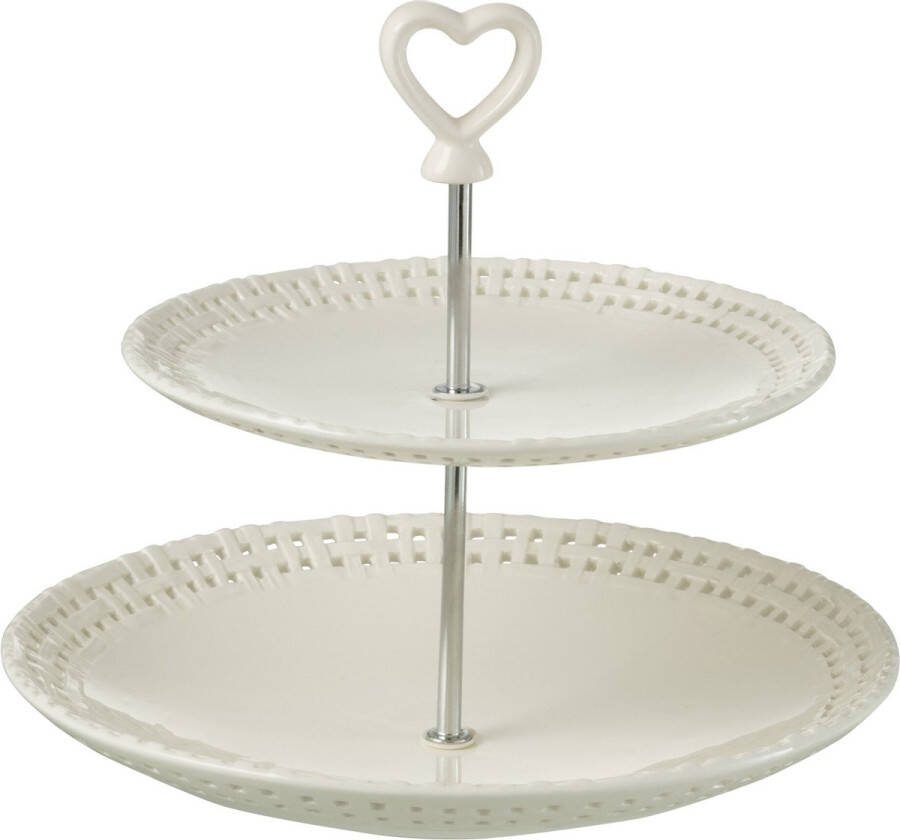 J-Line 2 Lagen bord keramiek wit woonaccessoires