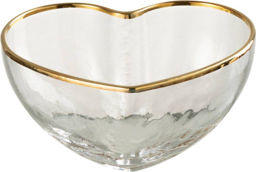 J-Line aperoschaaltje Hart glas goud transparant