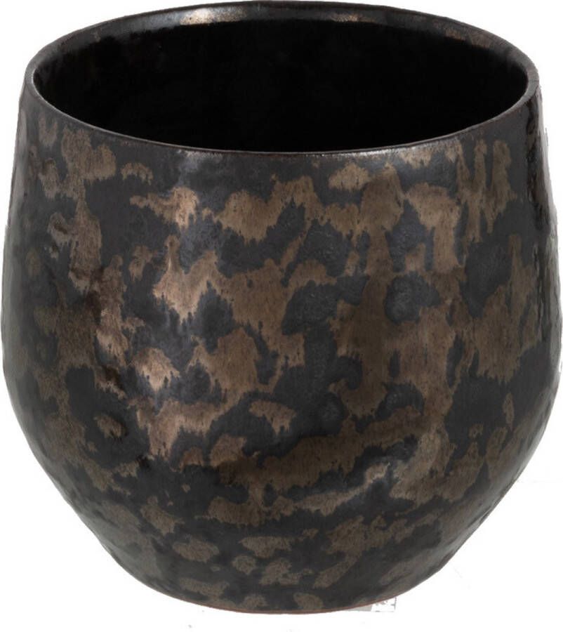 J-Line Bloempot Antique Smokey voor binnen Keramiek zwart small Ø 13.5 cm woonaccessoires