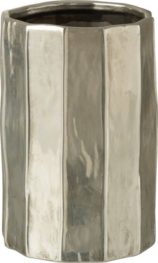J-Line bloempot Ary Klei keramiek zilver medium Ø 16.50 cm