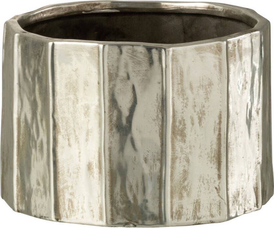 J-Line bloempot Ary Klei keramiek zilver small Ø 18 cm