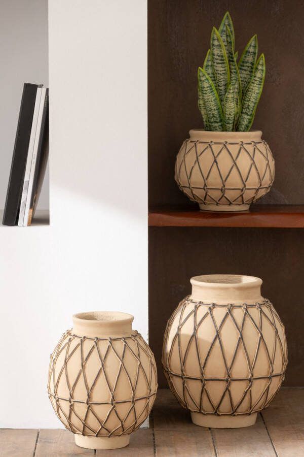 J-Line bloempot Berbere cement beige small
