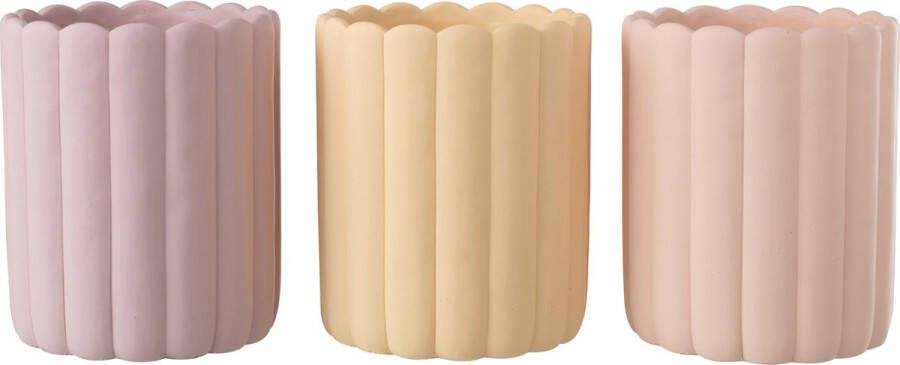 Merkloos Sans marque Bloempot set 3 stuks | keramiek | roze geel paars | 18x18x (h)21.5 cm
