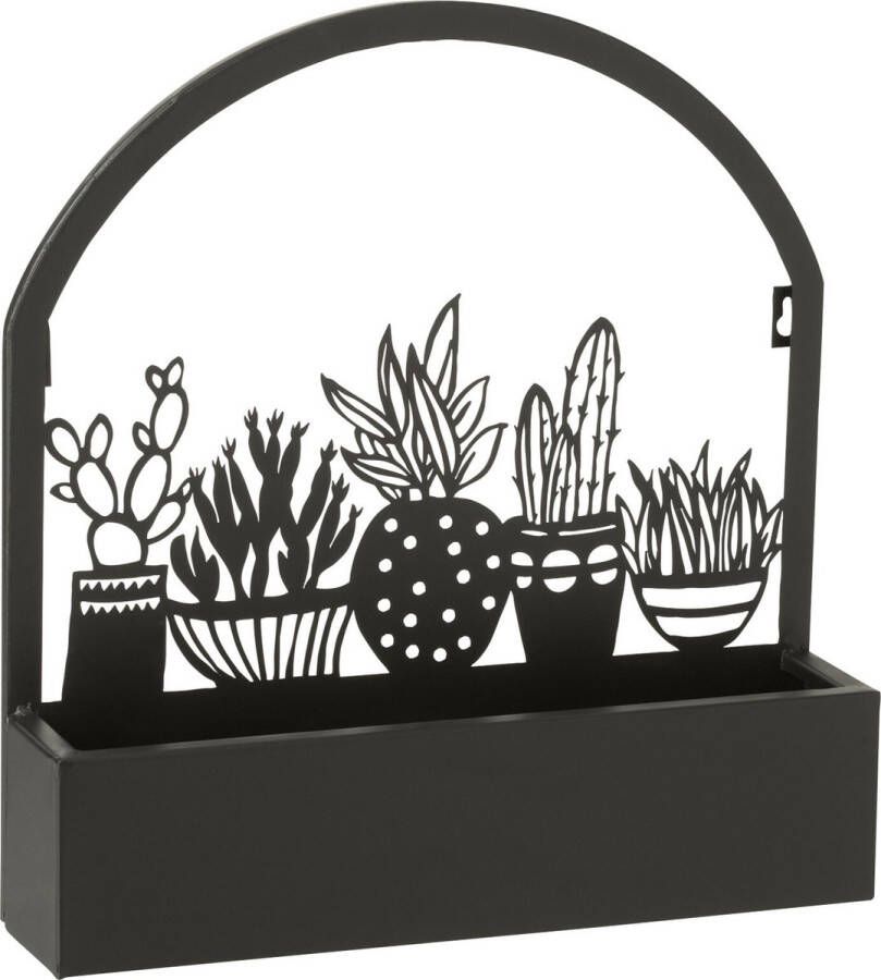 J-Line Wanddeco Bloempot Cactus Metaal Zwart Ø 7.50 cm