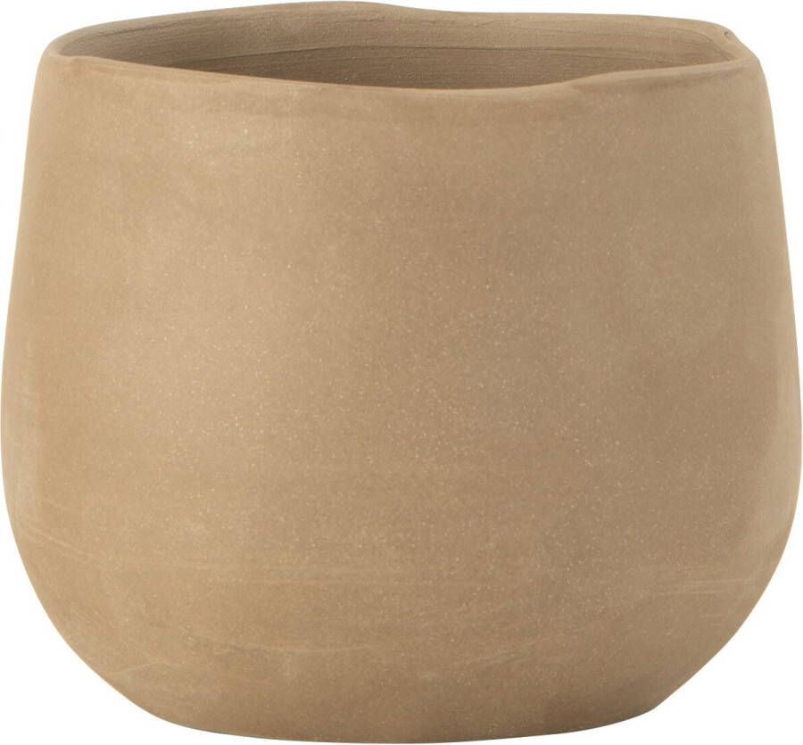 J-Line bloempot Effen keramiek beige small 2 stuks