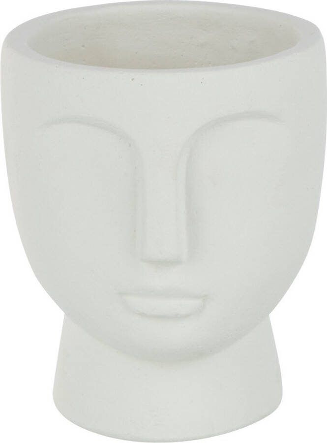 J-Line bloempot Gezicht cement wit small
