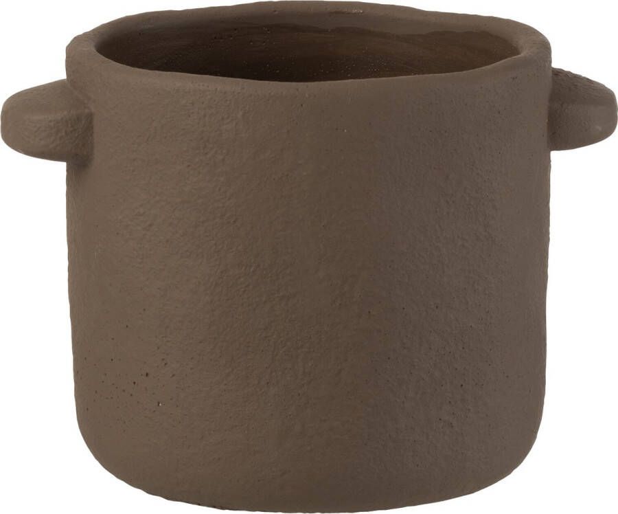 J-Line Bloempot Gustave cement donker bruin Ø 16 cm 2 stuks