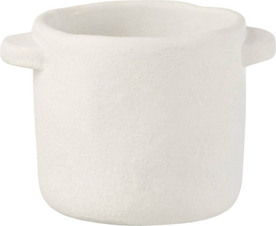 J-Line Bloempot Gustave voor binnen cement wit small Ø 14 cm 2 stuks woonaccessoires