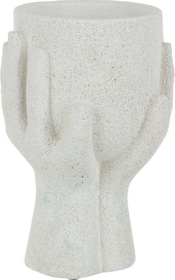 J-Line bloempot Handen cement wit small