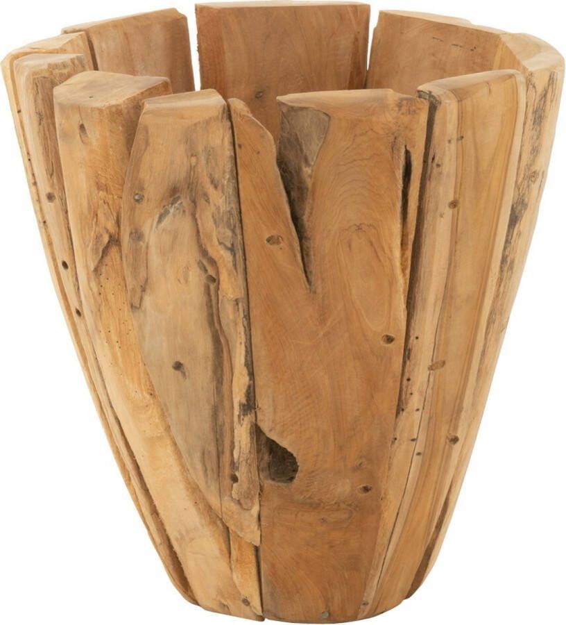 J-Line bloempot Jack Teak hout naturel medium Ø 35 cm