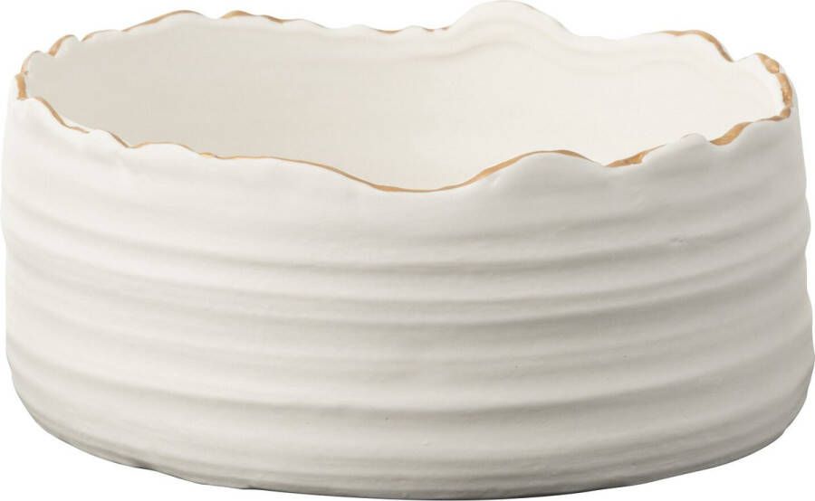 J-Line bloempot Laag porselein wit goud large