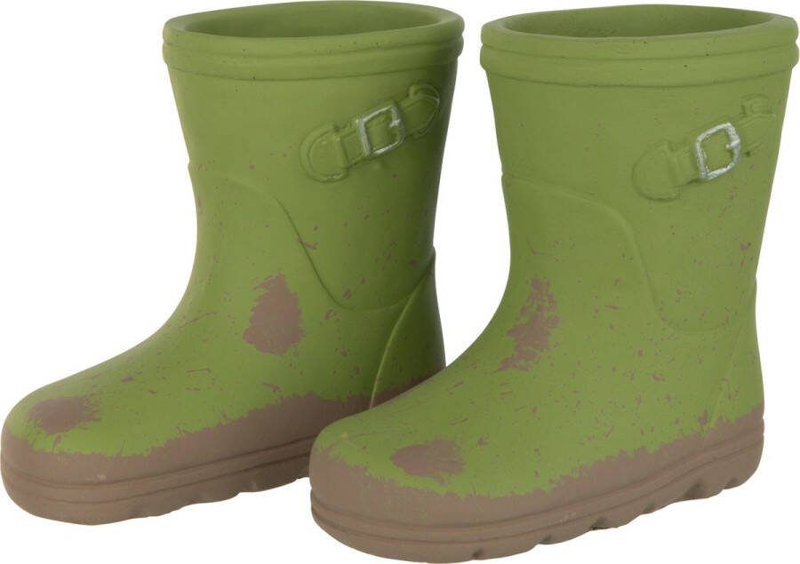 J-Line bloempot Laars cement groen 2 stuks
