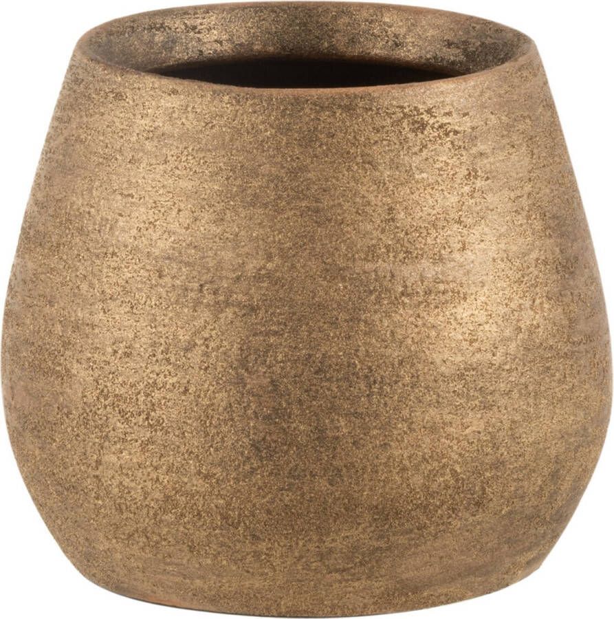 J-Line bloempot Oneffen Ruw keramiek goud small Ø 16.00 cm 2 stuks