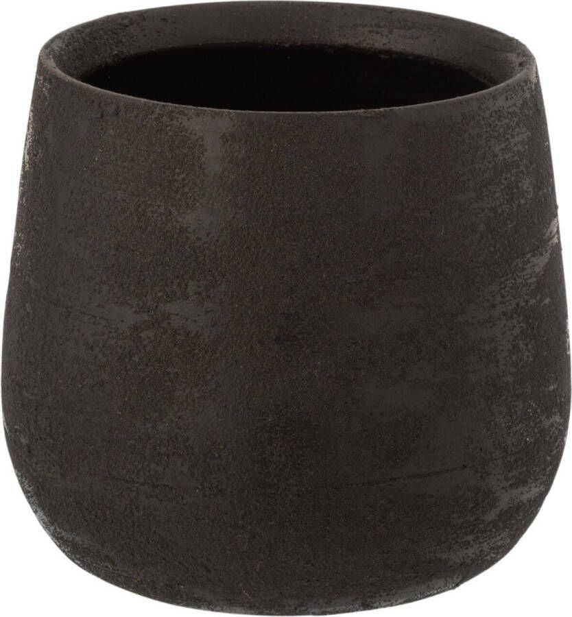 J-Line Bloempot Oneffen voor binnen keramiek zwart medium Ø 19 cm woonaccessoires