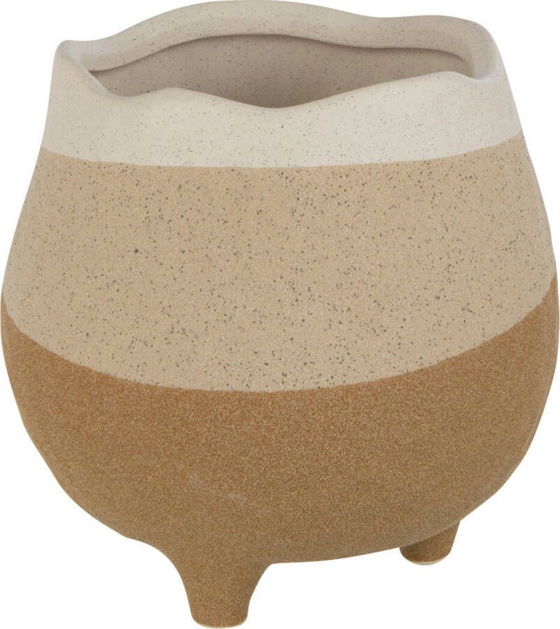 J-Line bloempot Op Voet keramiek beige|lichtbruin medium Ø 16 cm