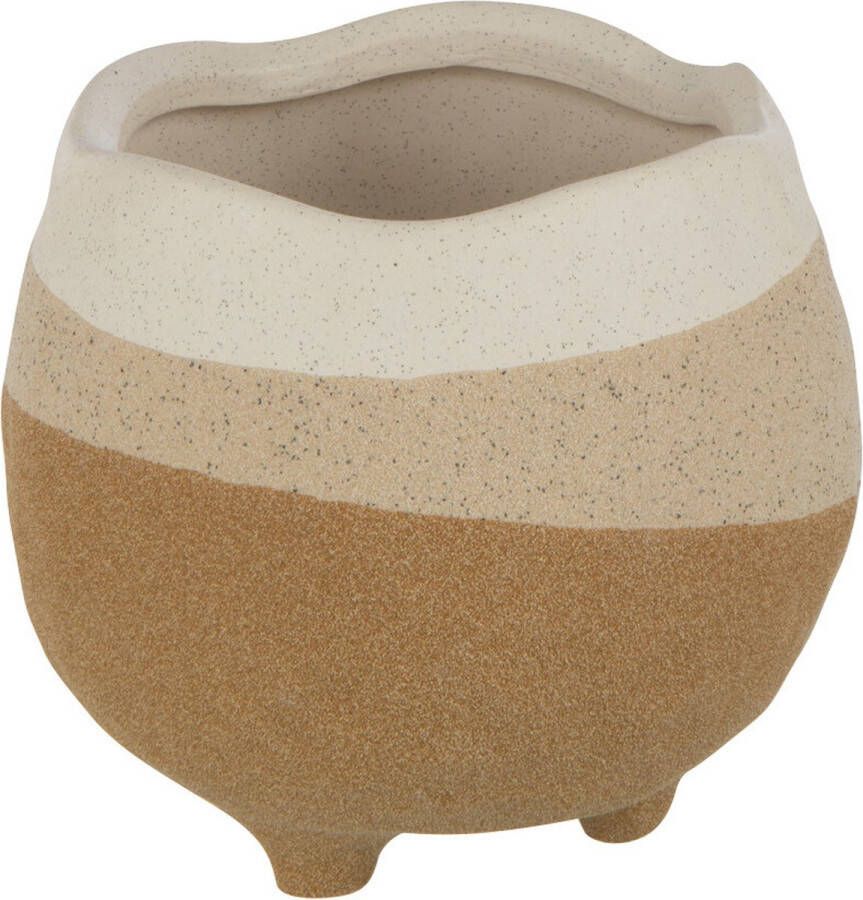 J-Line bloempot Op Voet keramiek beige lichtbruin small