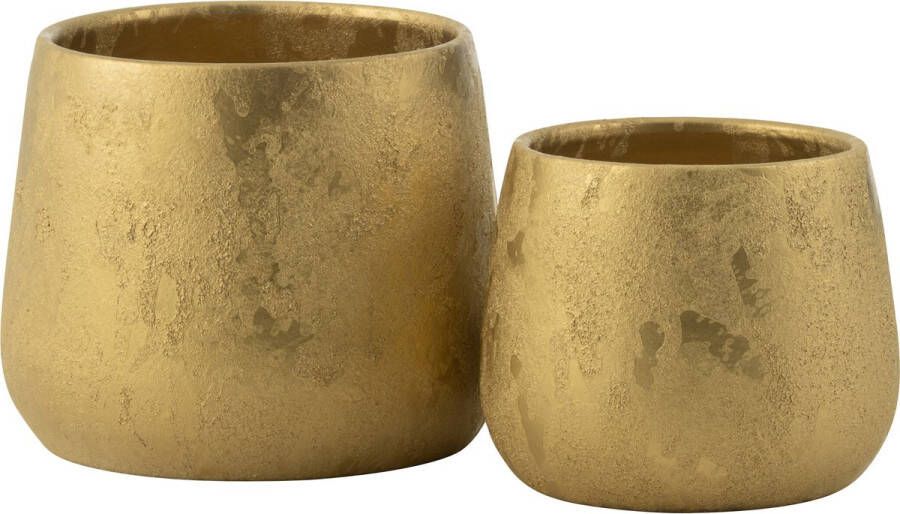 J-Line bloempot rond keramiek goud large