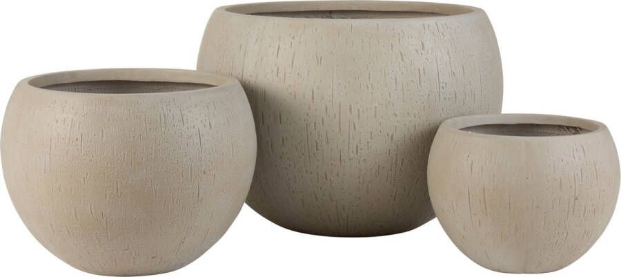 J-Line bloempot Rond Klei keramiek beige Ø 55.50 cm 3 stuks