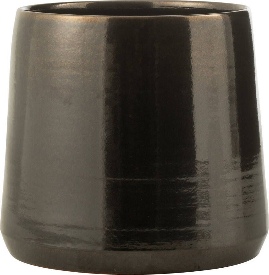 J-Line bloempot Rond Terra keramiek goud extra large