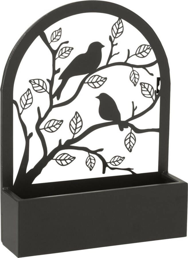 J-Line Wanddeco Bloempot Vogels Metaal Zwart Ø 8.50 cm