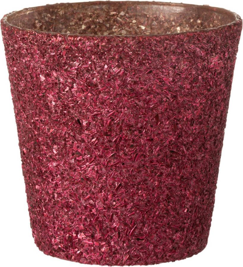 J-Line Theelichthouder Glitter Glas Fuchsia Large Ø 15.00 cm