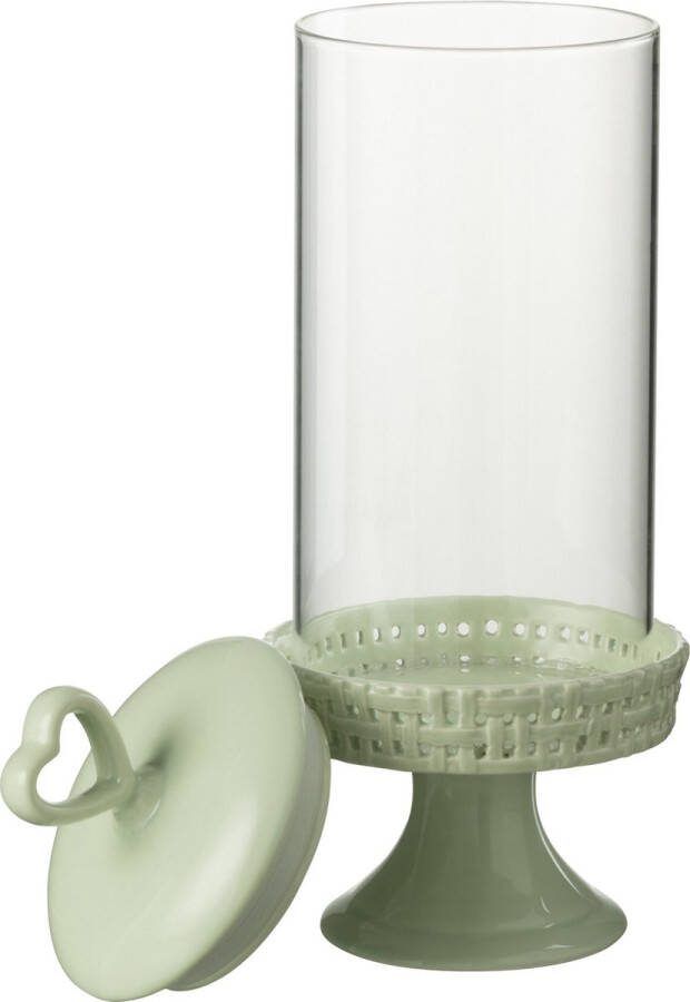J-Line Cake bord onder glas taartplateau keramiek groen medium woonaccessoires