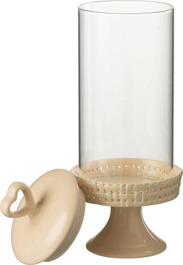 J-Line Cake bord onder glas taartplateau keramiek perzik medium woonaccessoires