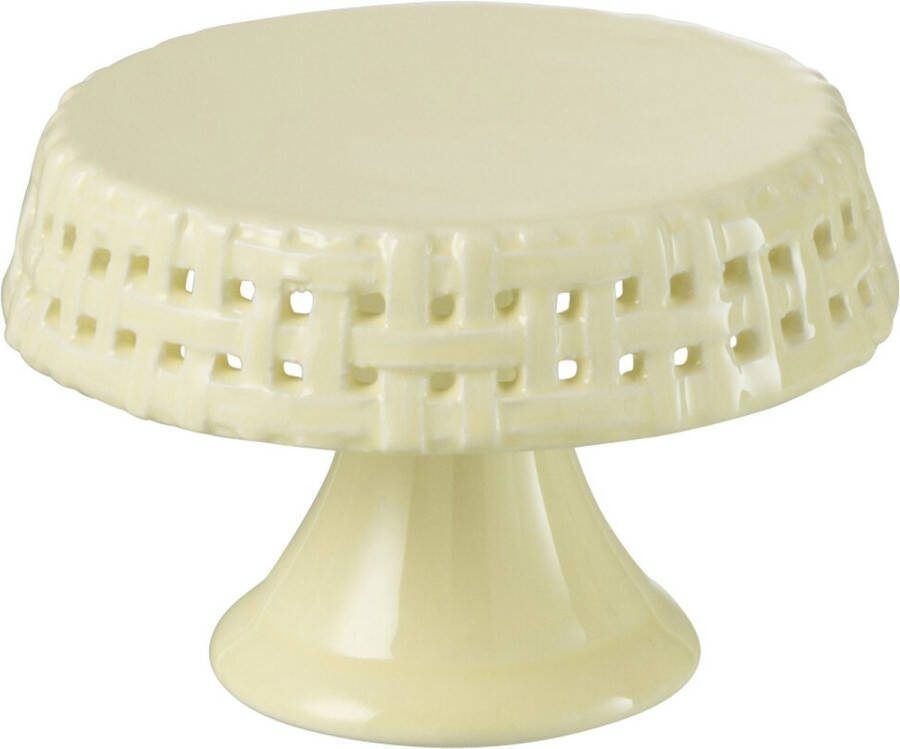 J-Line Cake bord taartplateau keramiek geel small woonaccessoires