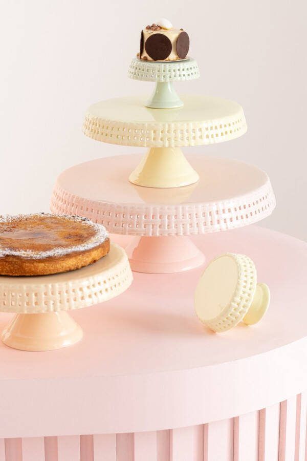 J-Line Cake bord taartplateau keramiek groen medium woonaccessoires