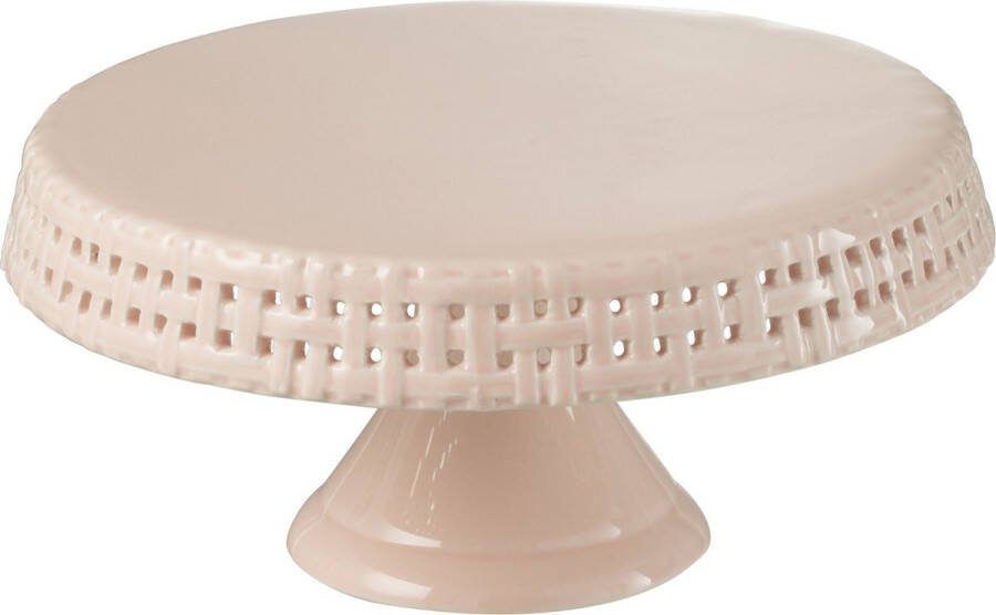 J-Line Cake bord taartplateau keramiek roze medium woonaccessoires