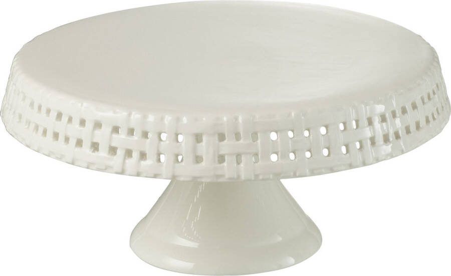 J-Line Cake bord taartplateau keramiek wit medium woonaccessoires