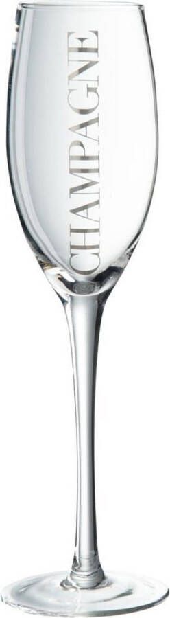 J-Line champagneglas met zilver opschrift glas transparant 6 stuks woonaccessoires