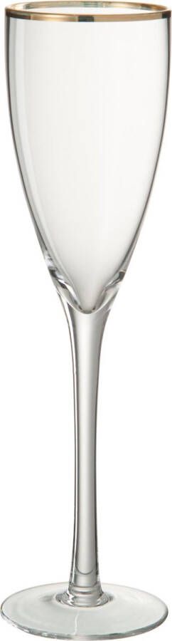 J-Line Champagneglas Gouden Rand Glas Transparant Goud