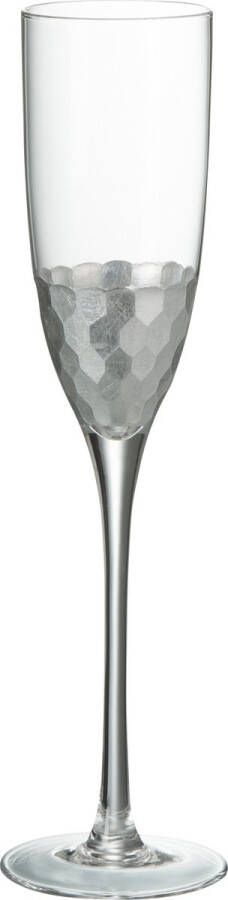J-Line Champagneglas Transparant Zilver 7X7x26cm 6 stuks