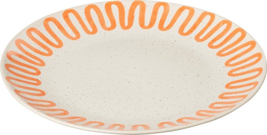 J-Line bord Curve porselein oranje large 4 stuks