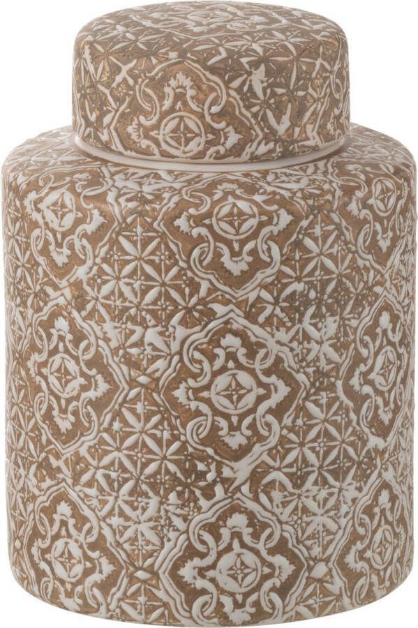 J-Line decoratie kan Wabi porselein beige wit small