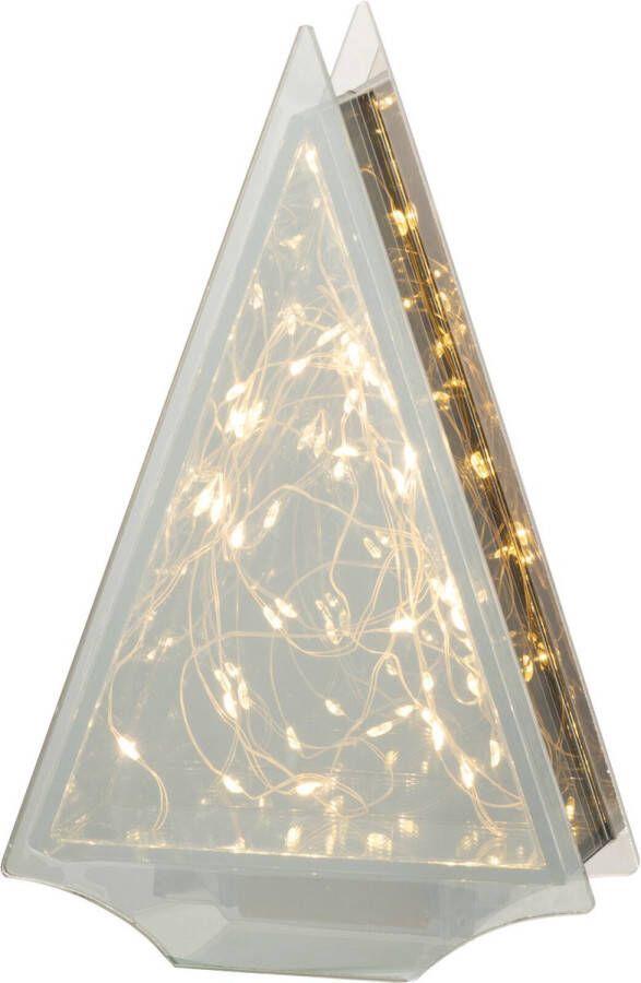 J-Line Kerstboom met verlichting glas goud medium 24 cm LED lichtjes kerstversiering voor binnen