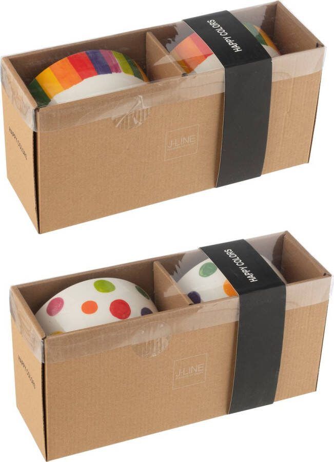 J-Line doos van 2 Kom Polka porselein mix medium 2 stuks