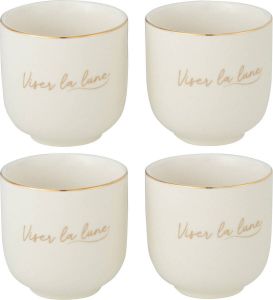 J-Line Doos Van 4 Mok Porselein Viser La Lune Wit Goud
