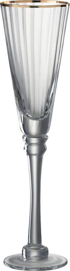 J-Line Drinkglas Champagne Rand Glas Transparant Goud 6 stuks
