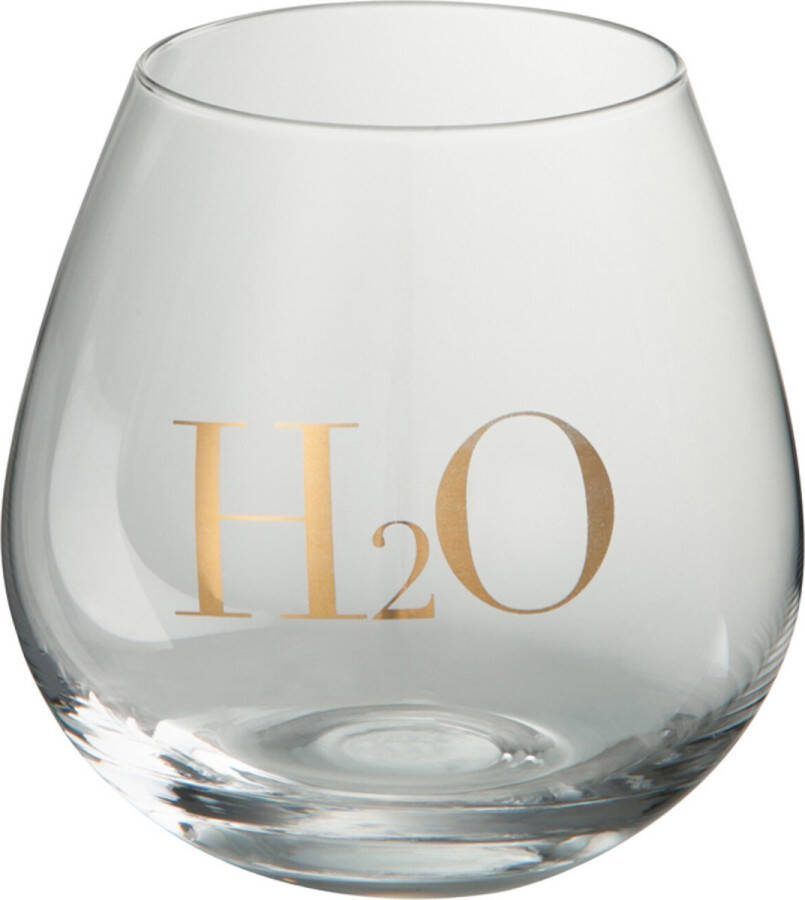 J-Line DRINKGLAZEN waterglazen H2O GLAS TRANS GOUD (10x10x11cm) -Per 4 stuks