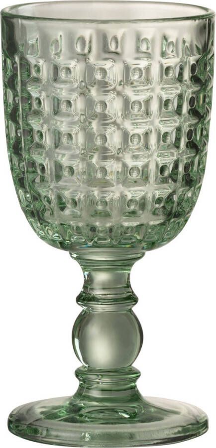 J-Line Drinkglas Op Voet Motief Glas Groen Large 4 stuks