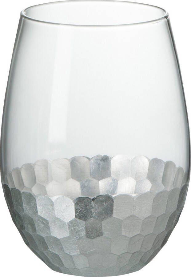 J-Line Drinkglas Transparant Zilver 10X10x13cm 6 stuks