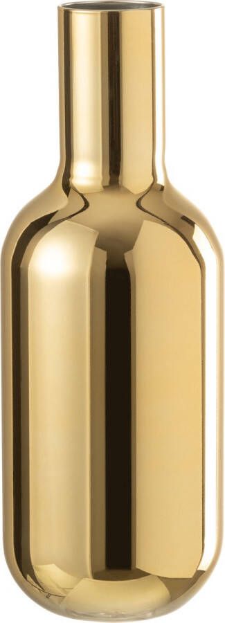 J-Line Vaas Cylinder Op Voet Glas Transparant Goud Small Bloemenvaas 32.00 cm hoog